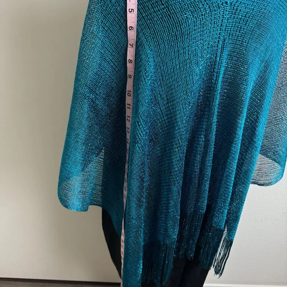 Vintage Piano Party Evening  Wrap Poncho  Scarf Fringe Lurex